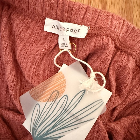 NWT Blu Pepper Cream Cardigan Sweater, top, and dusty rose lounge 3 piece set - Picture 8 of 8